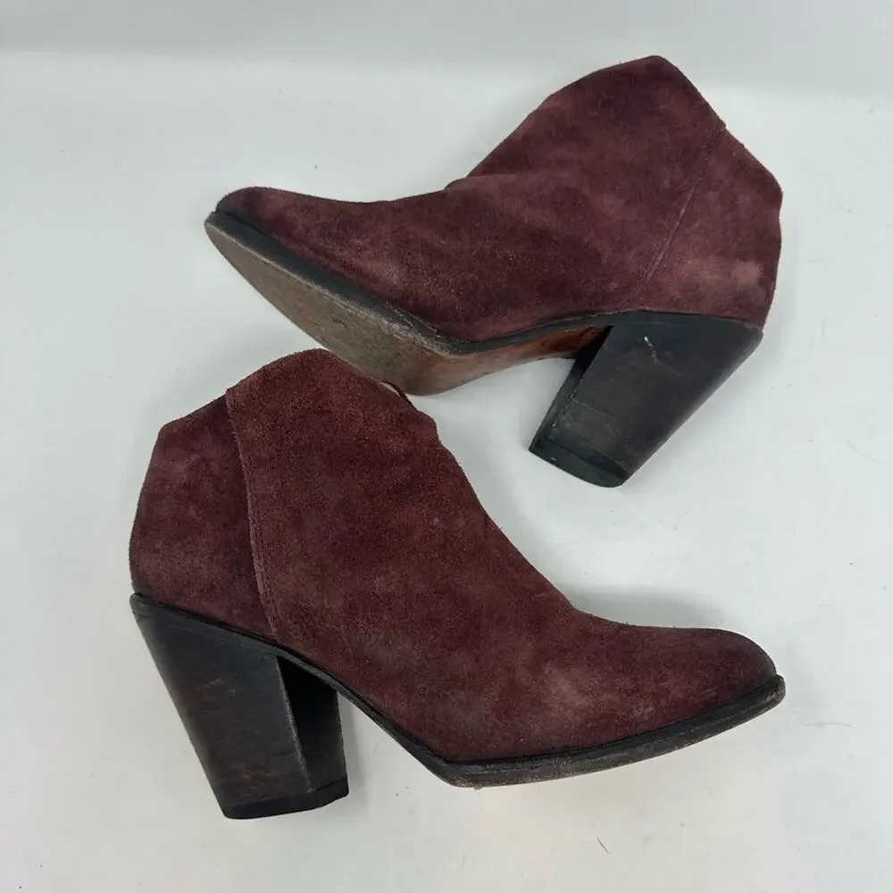 Freebird By Steven Womens Detroit Ankle Boots Booties Burgundy Leather Zip 8